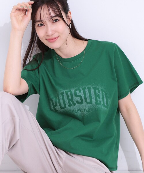 Cutie Blonde(キューティーブロンド)の「【洗える/S-LL】選べる3柄 ベーシックプリントTシャツ(Tシャツ/カットソー・レディース・ブラック系2/グリーン系その他4/ホワイト系1/ホワイト系2/ピンク系/チャコール・01/03/02/04)」の5枚目の写真