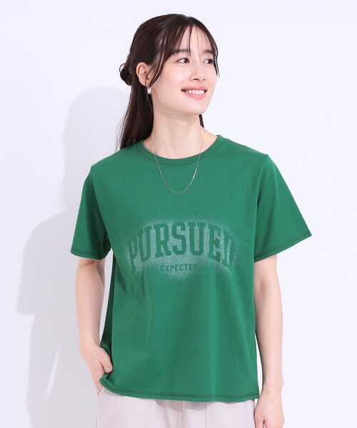 Cutie Blonde(キューティーブロンド)の「【洗える/S-LL】選べる3柄 ベーシックプリントTシャツ(Tシャツ/カットソー・レディース・ブラック系2/グリーン系その他4/ホワイト系1/ホワイト系2/ピンク系/チャコール・01/03/02/04)」の7枚目の写真