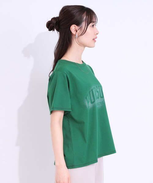 Cutie Blonde(キューティーブロンド)の「【洗える/S-LL】選べる3柄 ベーシックプリントTシャツ(Tシャツ/カットソー・レディース・ブラック系2/グリーン系その他4/ホワイト系1/ホワイト系2/ピンク系/チャコール・01/03/02/04)」の8枚目の写真