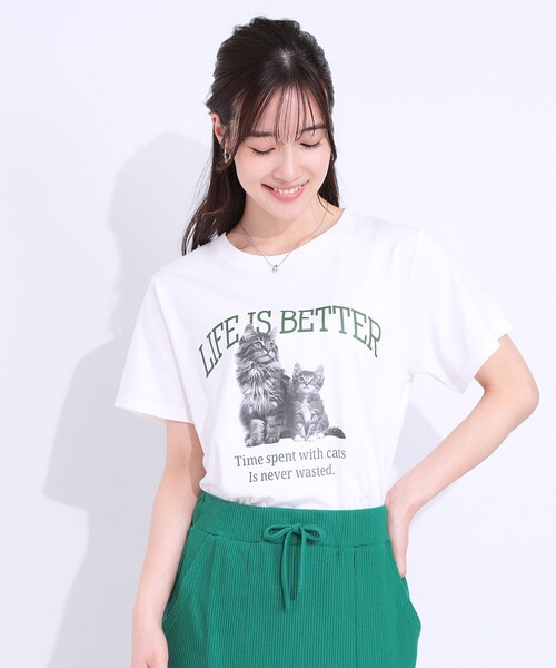 Cutie Blonde(キューティーブロンド)の「【洗える/S-LL】選べる3柄 ベーシックプリントTシャツ(Tシャツ/カットソー・レディース・ブラック系2/グリーン系その他4/ホワイト系1/ホワイト系2/ピンク系/チャコール・01/03/02/04)」の15枚目の写真