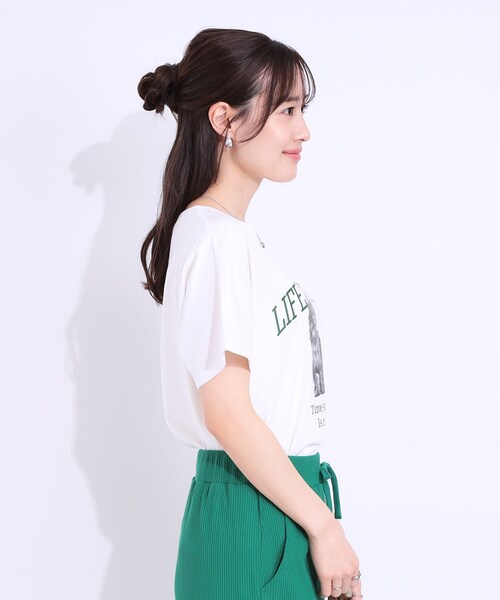 Cutie Blonde(キューティーブロンド)の「【洗える/S-LL】選べる3柄 ベーシックプリントTシャツ(Tシャツ/カットソー・レディース・ブラック系2/グリーン系その他4/ホワイト系1/ホワイト系2/ピンク系/チャコール・01/03/02/04)」の16枚目の写真