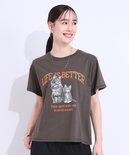 Cutie Blonde(キューティーブロンド)の「【洗える/S-LL】選べる3柄 ベーシックプリントTシャツ(Tシャツ/カットソー・レディース・ブラック系2/グリーン系その他4/ホワイト系1/ホワイト系2/ピンク系/チャコール・01/03/02/04)」の19枚目の写真