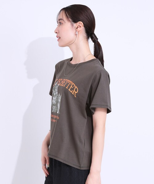 Cutie Blonde(キューティーブロンド)の「【洗える/S-LL】選べる3柄 ベーシックプリントTシャツ(Tシャツ/カットソー・レディース・ブラック系2/グリーン系その他4/ホワイト系1/ホワイト系2/ピンク系/チャコール・01/03/02/04)」の20枚目の写真