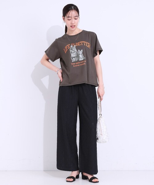 Cutie Blonde(キューティーブロンド)の「【洗える/S-LL】選べる3柄 ベーシックプリントTシャツ(Tシャツ/カットソー・レディース・ブラック系2/グリーン系その他4/ホワイト系1/ホワイト系2/ピンク系/チャコール・01/03/02/04)」の21枚目の写真