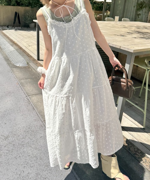 セール】【シュシュset】フリルティアードキャミワンピース