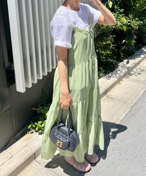 SOLLON.（ソルロン）の「【シュシュset】フリルティアードキャミワンピース（ワンピース・レディース・ホワイト/ライトグリーン/レッド・FREE）」の7枚目の写真