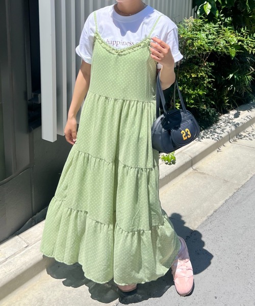 SOLLON.（ソルロン）の「【シュシュset】フリルティアードキャミワンピース（ワンピース・レディース・ホワイト/ライトグリーン/レッド・FREE）」の6枚目の写真