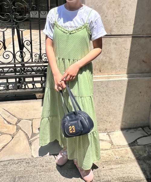 SOLLON.（ソルロン）の「【シュシュset】フリルティアードキャミワンピース（ワンピース・レディース・ホワイト/ライトグリーン/レッド・FREE）」の10枚目の写真