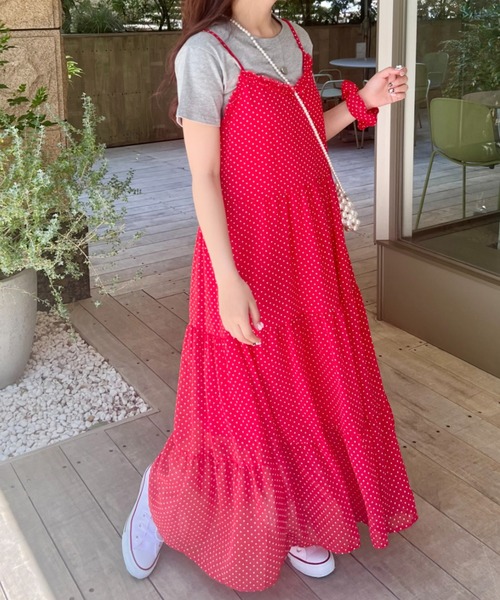 SOLLON.（ソルロン）の「【シュシュset】フリルティアードキャミワンピース（ワンピース・レディース・ホワイト/ライトグリーン/レッド・FREE）」の14枚目の写真