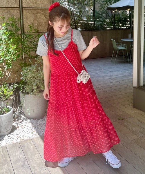 SOLLON.（ソルロン）の「【シュシュset】フリルティアードキャミワンピース（ワンピース・レディース・ホワイト/ライトグリーン/レッド・FREE）」の16枚目の写真