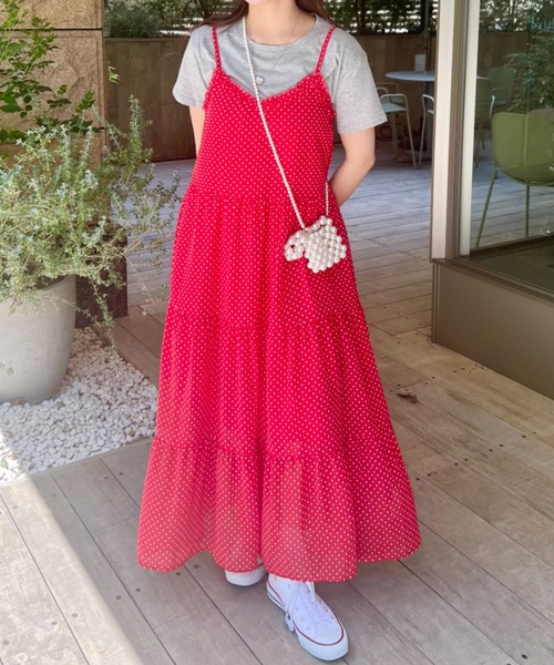 SOLLON.（ソルロン）の「【シュシュset】フリルティアードキャミワンピース（ワンピース・レディース・ホワイト/ライトグリーン/レッド・FREE）」の13枚目の写真