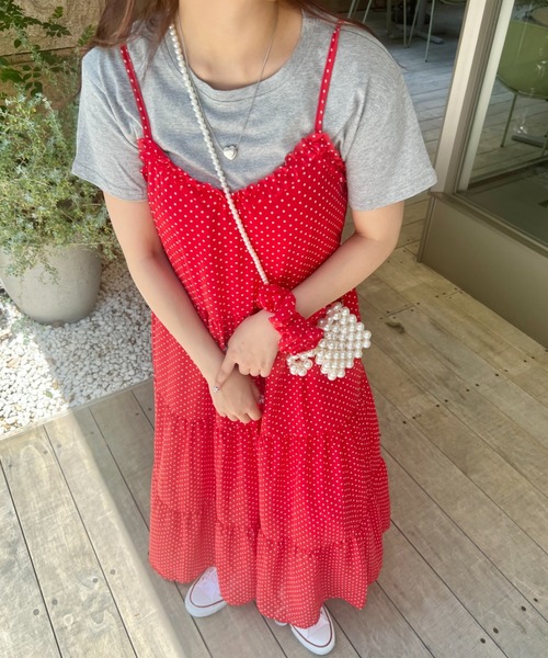 SOLLON.（ソルロン）の「【シュシュset】フリルティアードキャミワンピース（ワンピース・レディース・ホワイト/ライトグリーン/レッド・FREE）」の11枚目の写真