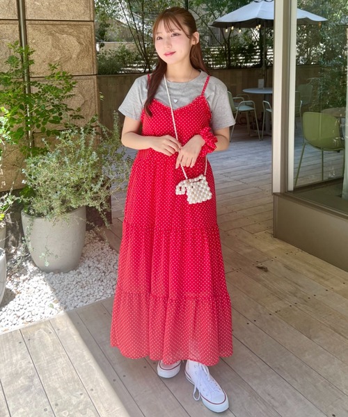 SOLLON.（ソルロン）の「【シュシュset】フリルティアードキャミワンピース（ワンピース・レディース・ホワイト/ライトグリーン/レッド・FREE）」の17枚目の写真