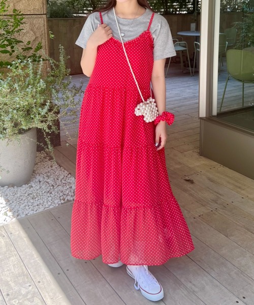 SOLLON.（ソルロン）の「【シュシュset】フリルティアードキャミワンピース（ワンピース・レディース・ホワイト/ライトグリーン/レッド・FREE）」の12枚目の写真