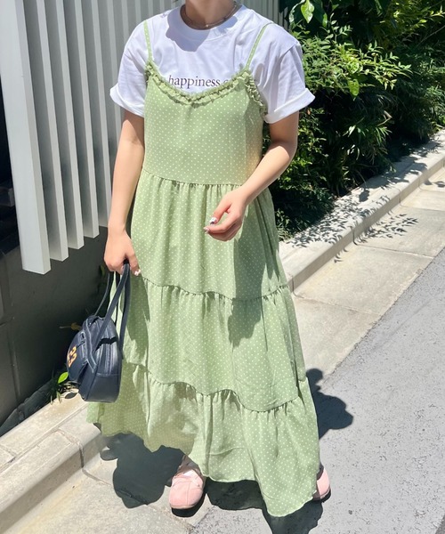 SOLLON.（ソルロン）の「【シュシュset】フリルティアードキャミワンピース（ワンピース・レディース・ホワイト/ライトグリーン/レッド・FREE）」の5枚目の写真