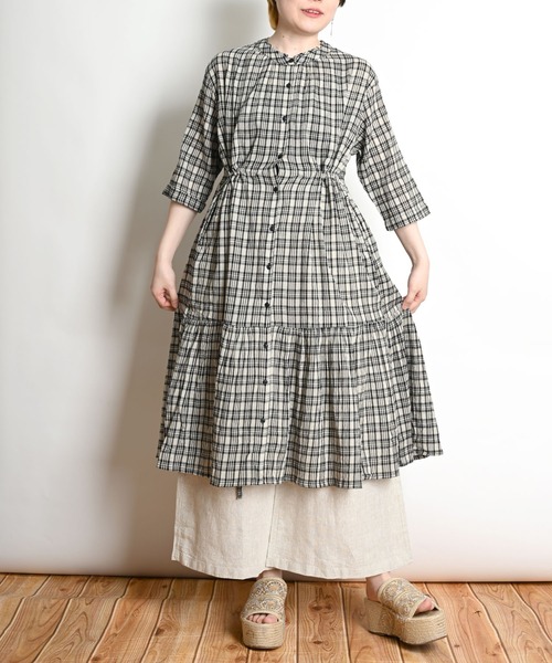 MARAI（マーライ）の「チェック柄五分袖シャツワンピース（シャツワンピース・レディース・B/C/A・FREE）」の10枚目の写真