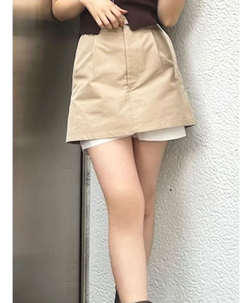 MERCURYDUO(マーキュリーデュオ)の「ベルト付きレイヤードミニスカートパンツ(スカート・レディース・ベージュ/チャコールグレー・SMALL/MEDIUM)」の3枚目の写真
