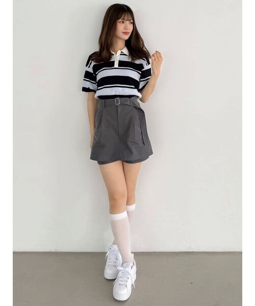 MERCURYDUO(マーキュリーデュオ)の「ベルト付きレイヤードミニスカートパンツ(スカート・レディース・ベージュ/チャコールグレー・SMALL/MEDIUM)」の8枚目の写真