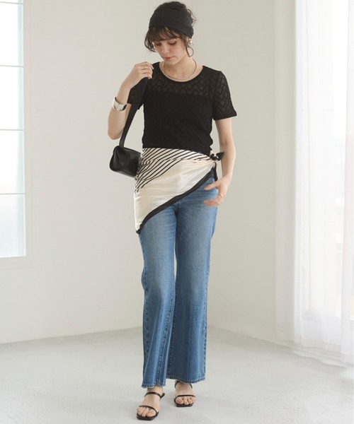 ANGIE(アンジー)の「ストレッチレース シアートップス (半袖)(Tシャツ/カットソー・レディース・ホワイト/アイボリー/ブラック・FREE)」の20枚目の写真