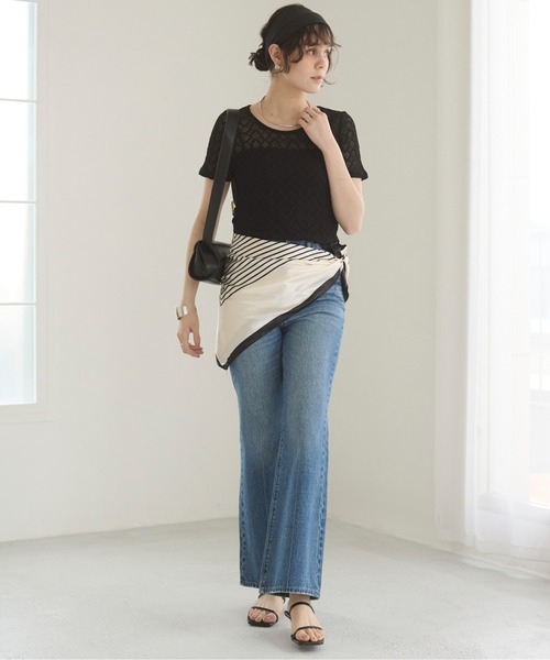 ANGIE(アンジー)の「ストレッチレース シアートップス (半袖)(Tシャツ/カットソー・レディース・ホワイト/アイボリー/ブラック・FREE)」の21枚目の写真