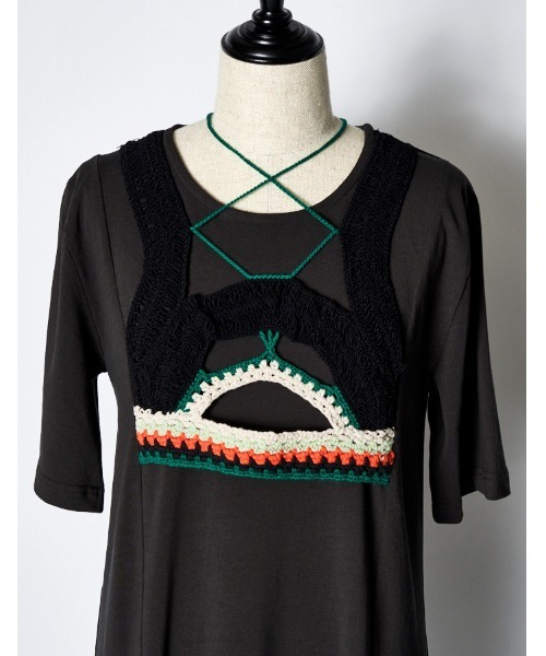 RUMCHE(ラムシェ)の「Knit Docking Cutsew Dress / ニットドッキングカットソードレス(ワンピース・レディース・ブラック/チャコールグレー・FREE)」の13枚目の写真
