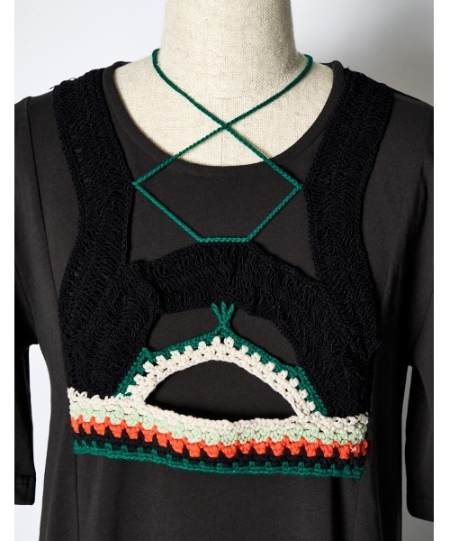 RUMCHE(ラムシェ)の「Knit Docking Cutsew Dress / ニットドッキングカットソードレス(ワンピース・レディース・ブラック/チャコールグレー・FREE)」の15枚目の写真