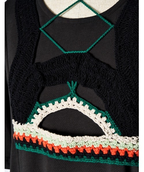 RUMCHE(ラムシェ)の「Knit Docking Cutsew Dress / ニットドッキングカットソードレス(ワンピース・レディース・ブラック/チャコールグレー・FREE)」の16枚目の写真