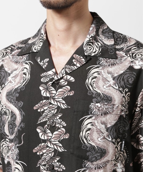 AVIREX（アヴィレックス）の「《WEB&DEPOT限定》ALOHA SHIRT DRAGON RISE / アロハシャツ ドラゴンライズ / AVIREX / アヴィレックス（シャツ/ブラウス・メンズ・ナチュラル/ブルー/ブラック・MEDIUM/LARGE/X-LARGE/XX-LARGE）」の8枚目の写真