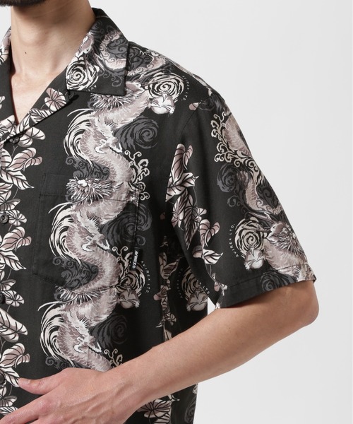 AVIREX（アヴィレックス）の「《WEB&DEPOT限定》ALOHA SHIRT DRAGON RISE / アロハシャツ ドラゴンライズ / AVIREX / アヴィレックス（シャツ/ブラウス・メンズ・ナチュラル/ブルー/ブラック・MEDIUM/LARGE/X-LARGE/XX-LARGE）」の9枚目の写真