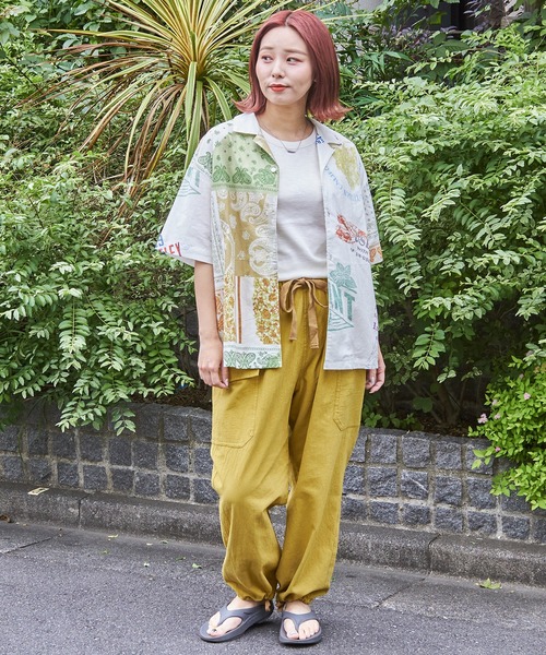 CUBE SUGAR（キューブシュガー）の「綿ソフトボイル総柄プリントオープンカラーシャツ（シャツ/ブラウス・レディース・ブラック系その他/ブラック×ブルー/ホワイト系その他/ベージュ系その他/カラフル/ブルー系その他・M）」の21枚目の写真