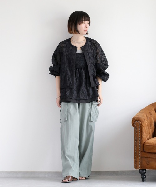 cepo（セポ）の「ソフトコットン イージーワイドカーゴパンツ（カーゴパンツ・レディース・オフホワイト/ブラック/オリーブ・M）」の21枚目の写真