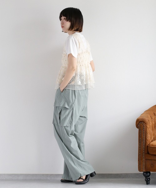 cepo（セポ）の「ソフトコットン イージーワイドカーゴパンツ（カーゴパンツ・レディース・オフホワイト/ブラック/オリーブ・M）」の18枚目の写真