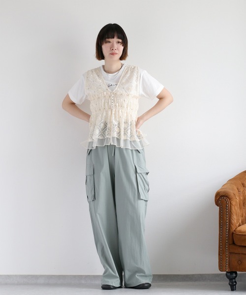 cepo（セポ）の「ソフトコットン イージーワイドカーゴパンツ（カーゴパンツ・レディース・オフホワイト/ブラック/オリーブ・M）」の17枚目の写真