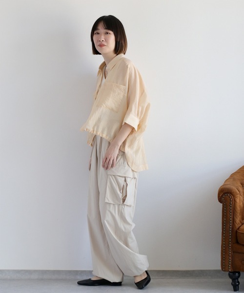 cepo（セポ）の「ソフトコットン イージーワイドカーゴパンツ（カーゴパンツ・レディース・オフホワイト/ブラック/オリーブ・M）」の5枚目の写真