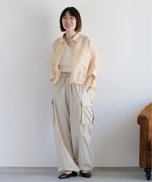 cepo（セポ）の「ソフトコットン イージーワイドカーゴパンツ（カーゴパンツ・レディース・オフホワイト/ブラック/オリーブ・M）」の4枚目の写真