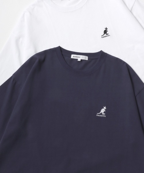 KANGOL（カンゴール）の「KANGOL/カンゴール Lazar別注･コラボ オーバーサイズ コットン ロゴ ワンポイント刺繍 半袖Tシャツ/無地T/レディース メンズ（Tシャツ/カットソー・メンズ・ホワイト/チャコール/ベージュ/ネイビー/ブラック・L/M/XL）」の5枚目の写真
