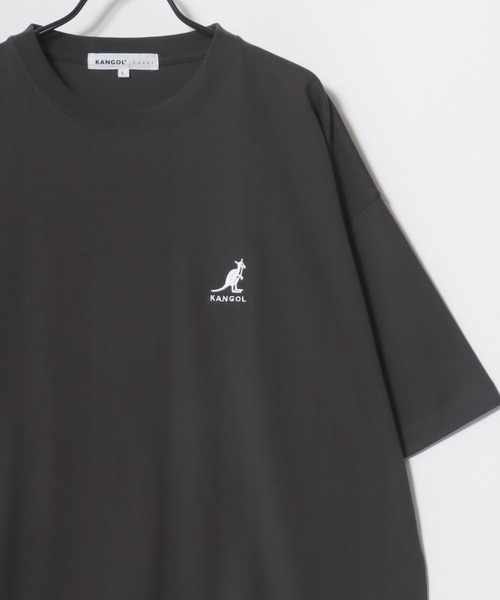 KANGOL（カンゴール）の「KANGOL/カンゴール Lazar別注･コラボ オーバーサイズ コットン ロゴ ワンポイント刺繍 半袖Tシャツ/無地T/レディース メンズ（Tシャツ/カットソー・メンズ・ホワイト/チャコール/ベージュ/ネイビー/ブラック・L/M/XL）」の13枚目の写真
