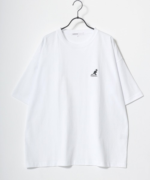 KANGOL（カンゴール）の「KANGOL/カンゴール Lazar別注･コラボ オーバーサイズ コットン ロゴ ワンポイント刺繍 半袖Tシャツ/無地T/レディース メンズ（Tシャツ/カットソー・メンズ・ホワイト/チャコール/ベージュ/ネイビー/ブラック・L/M/XL）」の16枚目の写真