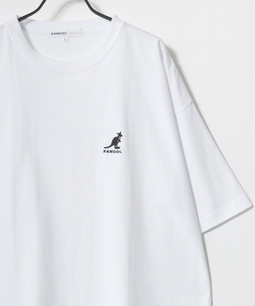 KANGOL（カンゴール）の「KANGOL/カンゴール Lazar別注･コラボ オーバーサイズ コットン ロゴ ワンポイント刺繍 半袖Tシャツ/無地T/レディース メンズ（Tシャツ/カットソー・メンズ・ホワイト/チャコール/ベージュ/ネイビー/ブラック・L/M/XL）」の11枚目の写真