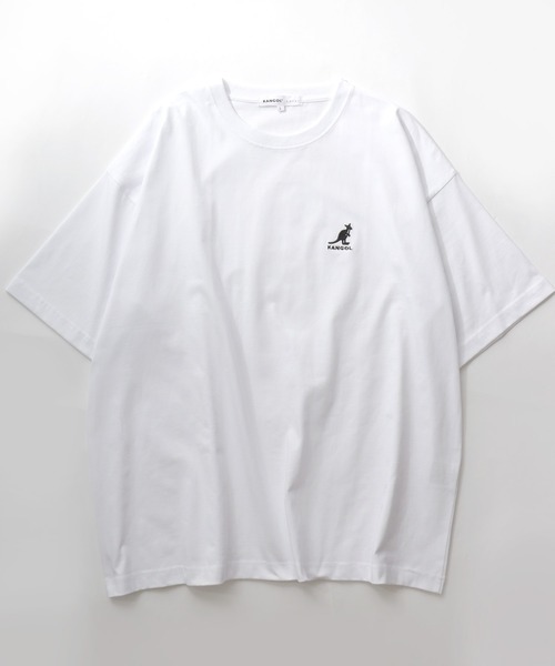 KANGOL（カンゴール）の「KANGOL/カンゴール Lazar別注･コラボ オーバーサイズ コットン ロゴ ワンポイント刺繍 半袖Tシャツ/無地T/レディース メンズ（Tシャツ/カットソー・メンズ・ホワイト/チャコール/ベージュ/ネイビー/ブラック・L/M/XL）」の6枚目の写真