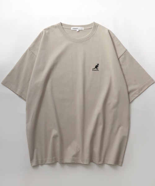 KANGOL（カンゴール）の「KANGOL/カンゴール Lazar別注･コラボ オーバーサイズ コットン ロゴ ワンポイント刺繍 半袖Tシャツ/無地T/レディース メンズ（Tシャツ/カットソー・メンズ・ホワイト/チャコール/ベージュ/ネイビー/ブラック・L/M/XL）」の9枚目の写真