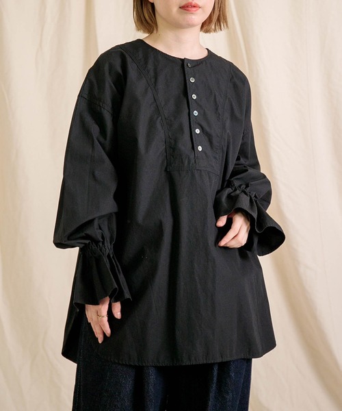 Brocante（ブロカント）の「[Brocante / ブロカント] CM30sウェザー マンシュデコールシャツ（シャツ/ブラウス・レディース・ホワイト/モカ/ブラック・2）」の3枚目の写真