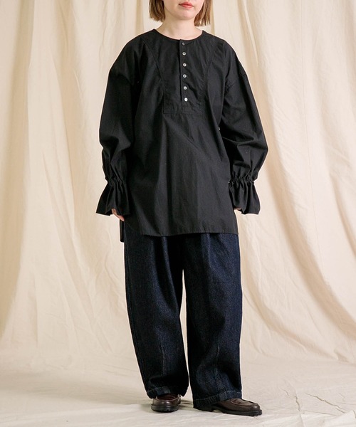 Brocante（ブロカント）の「[Brocante / ブロカント] CM30sウェザー マンシュデコールシャツ（シャツ/ブラウス・レディース・ホワイト/モカ/ブラック・2）」の12枚目の写真