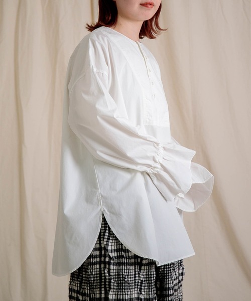 Brocante（ブロカント）の「[Brocante / ブロカント] CM30sウェザー マンシュデコールシャツ（シャツ/ブラウス・レディース・ホワイト/モカ/ブラック・2）」の18枚目の写真