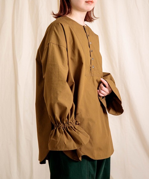 Brocante（ブロカント）の「[Brocante / ブロカント] CM30sウェザー マンシュデコールシャツ（シャツ/ブラウス・レディース・ホワイト/モカ/ブラック・2）」の6枚目の写真