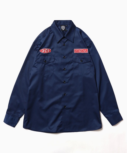 DOG TOWN ワークシャツ 半袖(RED KAP)ストライプ ドッグタウン DOGTOWN ドッグタウン REDKAP ストライプ ワークシャツ ブルー
