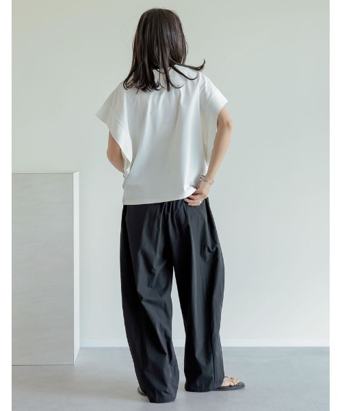 Re:EDIT（リエディ）の「[二の腕カバー]鹿の子フレンチスリーブトップス（Tシャツ/カットソー・レディース・ブラック/オフホワイト/チャコールグレー・LARGE/MEDIUM）」の12枚目の写真