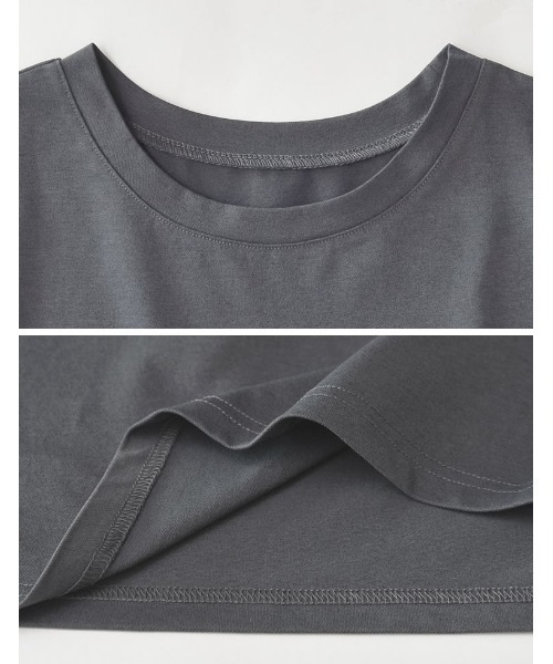 Re:EDIT（リエディ）の「[二の腕カバー]鹿の子フレンチスリーブトップス（Tシャツ/カットソー・レディース・ブラック/オフホワイト/チャコールグレー・LARGE/MEDIUM）」の19枚目の写真