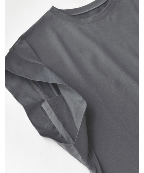Re:EDIT（リエディ）の「[二の腕カバー]鹿の子フレンチスリーブトップス（Tシャツ/カットソー・レディース・ブラック/オフホワイト/チャコールグレー・LARGE/MEDIUM）」の20枚目の写真