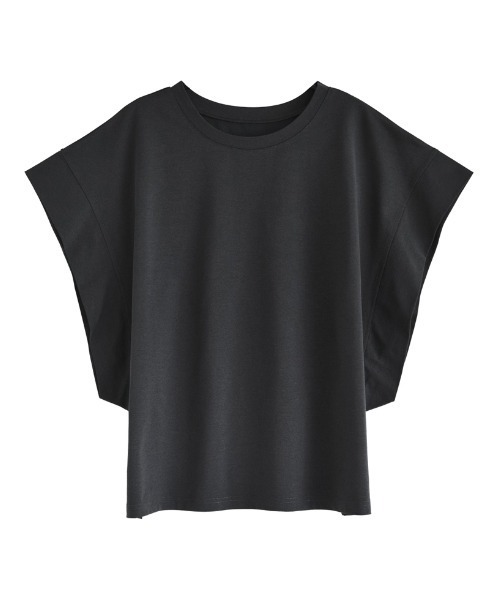 Re:EDIT（リエディ）の「[二の腕カバー]鹿の子フレンチスリーブトップス（Tシャツ/カットソー・レディース・ブラック/オフホワイト/チャコールグレー・LARGE/MEDIUM）」の21枚目の写真